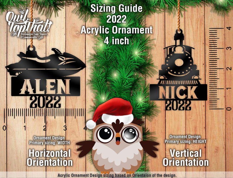 a christmas ornament with an owl wearing a santa hat