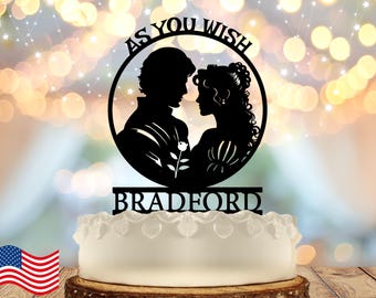 As You Wish Princess Wedding Cake Topper Anniversary Personalized