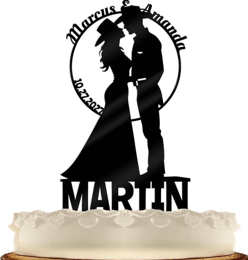 Country Western Wedding Cake Topper With Children Rustic Farm Barn ...