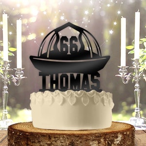 Firefighter Hat Name with Age Personalized   Birthday Cake Topper