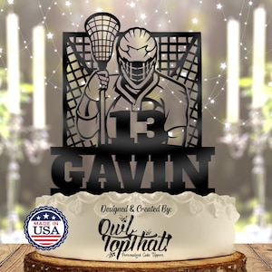 Lacrosse Goalie Personalized with Name and Age Birthday Cake Topper