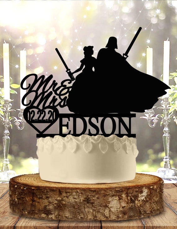 Space Couple Anniversary Personalized Wedding Cake Topper