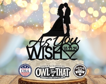 As You Wish With Date Heart Princess Bride Wedding Cake Topper