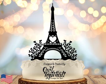 Eiffel Tower Wedding Cake Topper: Personalized Paris Decor