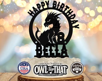 Personalized Dragon Birthday Cake Topper: Fantasy Theme