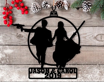 Jedi Couple Christmas Tree Ornament Personalized