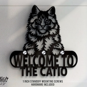 Catio Cat Breeds Welcome Personalized Room Door Sign Custom Name Sign Decor Floating Acrylic Signage with 1 inch Standoff Mounting Screws