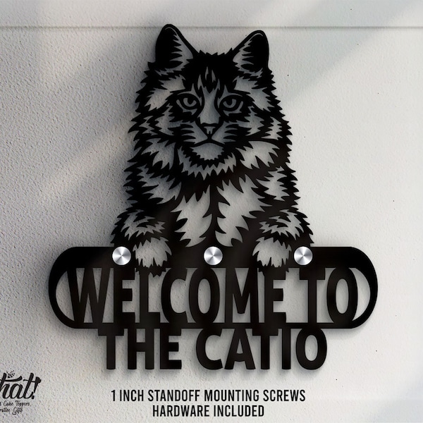 Catio Cat Breeds Welcome Personalized Room Door Sign Custom Name Sign Decor Floating Acrylic Signage with 1 inch Standoff Mounting Screws