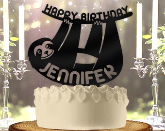 Personalized Sloth Birthday Cake Topper