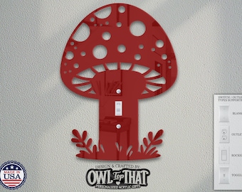 Mushroom Acrylic Wall Switch Plate Cover: Wildlife Nature Theme