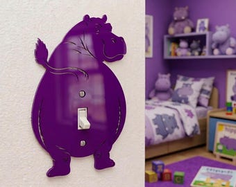 Hippo Butt Light Switch Plate Cover - Acrylic Pet Wildlife Room Decor Wall Plate