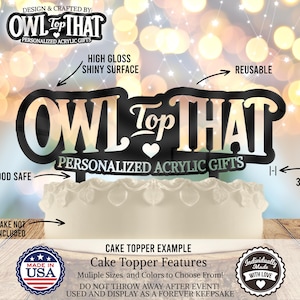 a cake topper with the words owl to that on it