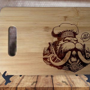 Yes, Chef - Kitchen Housewarming Wedding Gamer Gift - Custom Engraved Bamboo Display Cutting Board