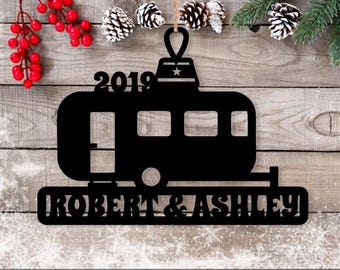 RV Motor Home Camper Travel Name Tag Ornament - Personalized Name & Date - Gift Tags, Event Markers, Holiday Ornaments, Bag Tags, and More