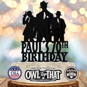 Mobster Gangster Personalized with Name and Age Birthday Cake Topper