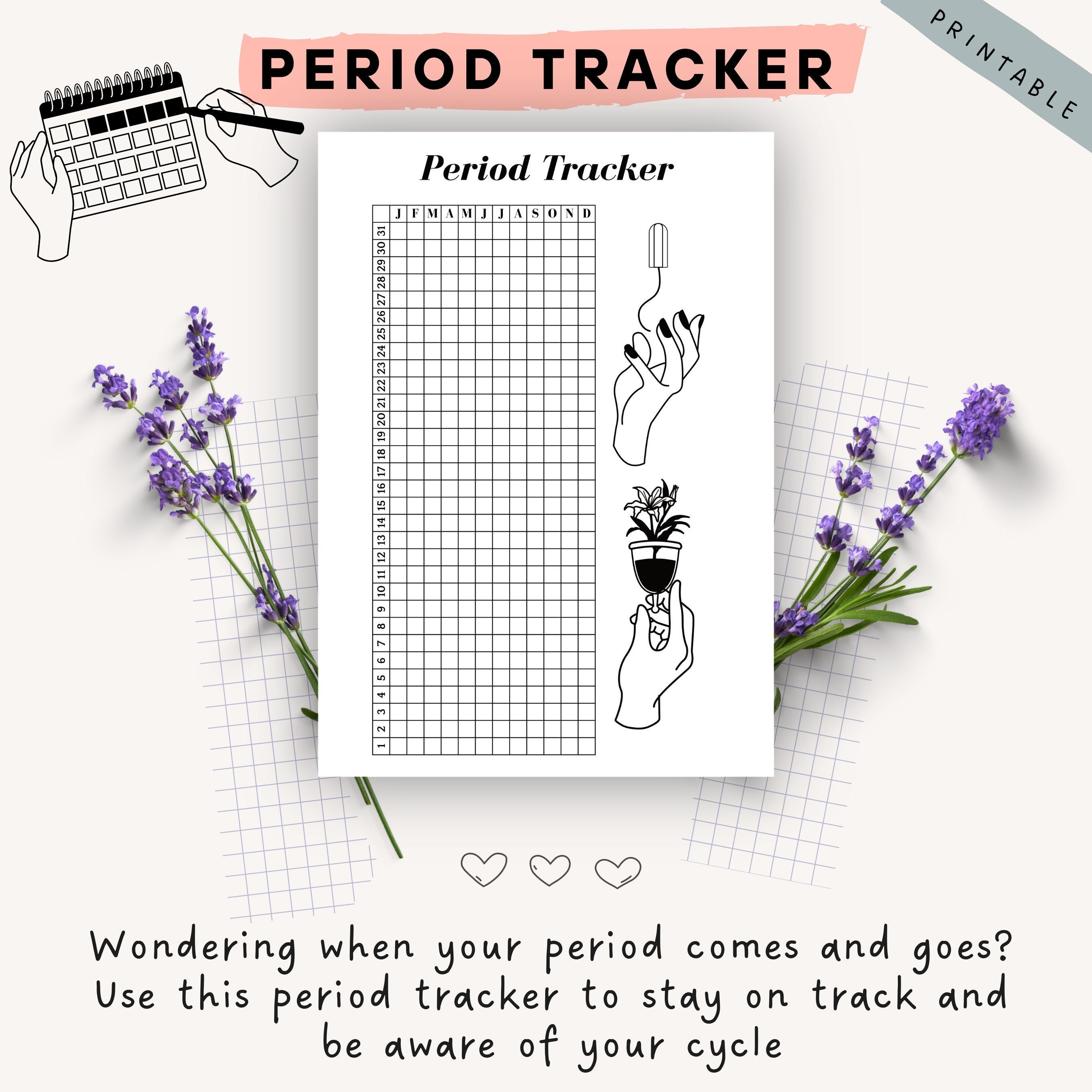 Period Tracker Printable Printable A4 A5 Letter - Etsy