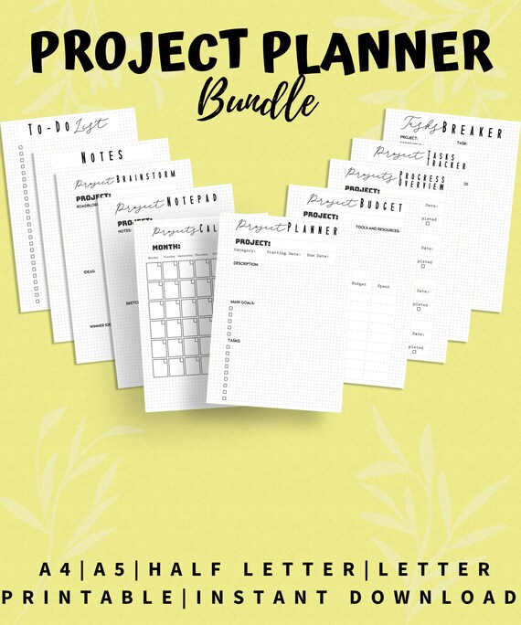 Project Planner Bundle A4 A5 Letter Half Letter Etsy