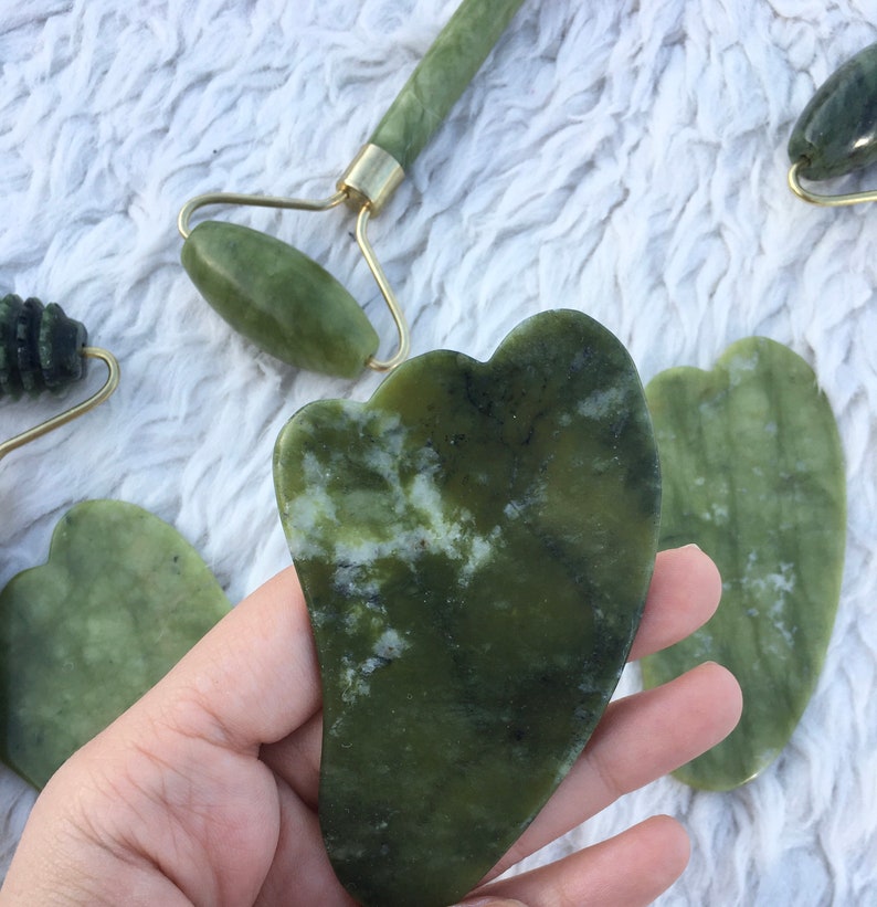 Natural Jade Eye Mask with Jade Roller and Gua Sha Crystal Etsy
