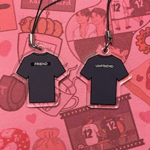Bad Buddy - Friend tee phone charm - Double sided. Great gift for BL drama fans. LGBTQ+. Bad Buddy / PatPran / OhnNanon
