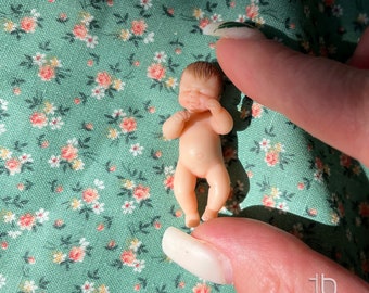Miniature reborn baby doll, free legs and hands 12 scale dollhouse babies, polymer clay realistic tiny art doll