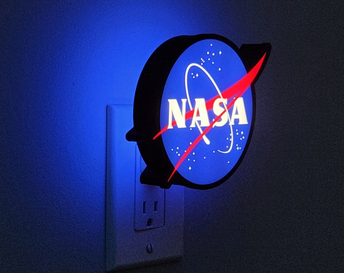 NASA logo plug in LED wall light/night light. Remote control and Dimmable