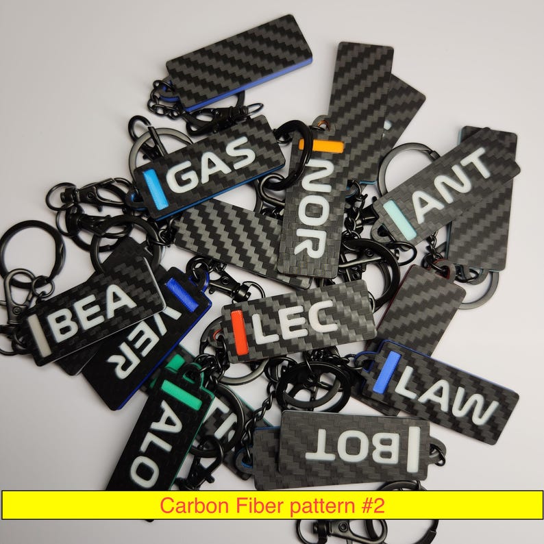 Keychains Cardon Personalized F1 Keychain | 3D Printed Carbon Fiber Pattern #2 ...