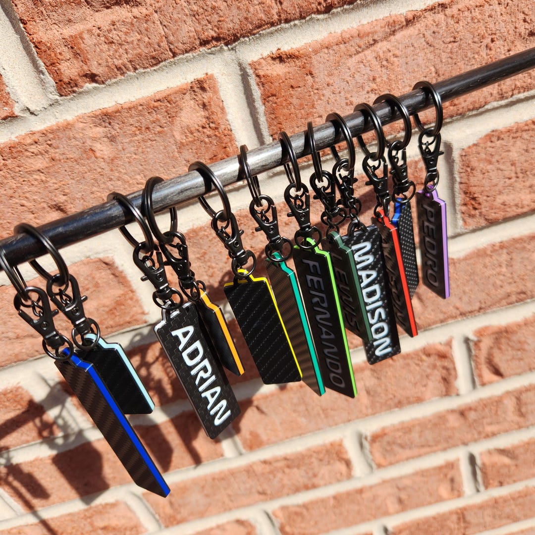 Keychains Cardon Personalized Keychains | 3D Printed Carbon Fiber Pattern| Racing ...