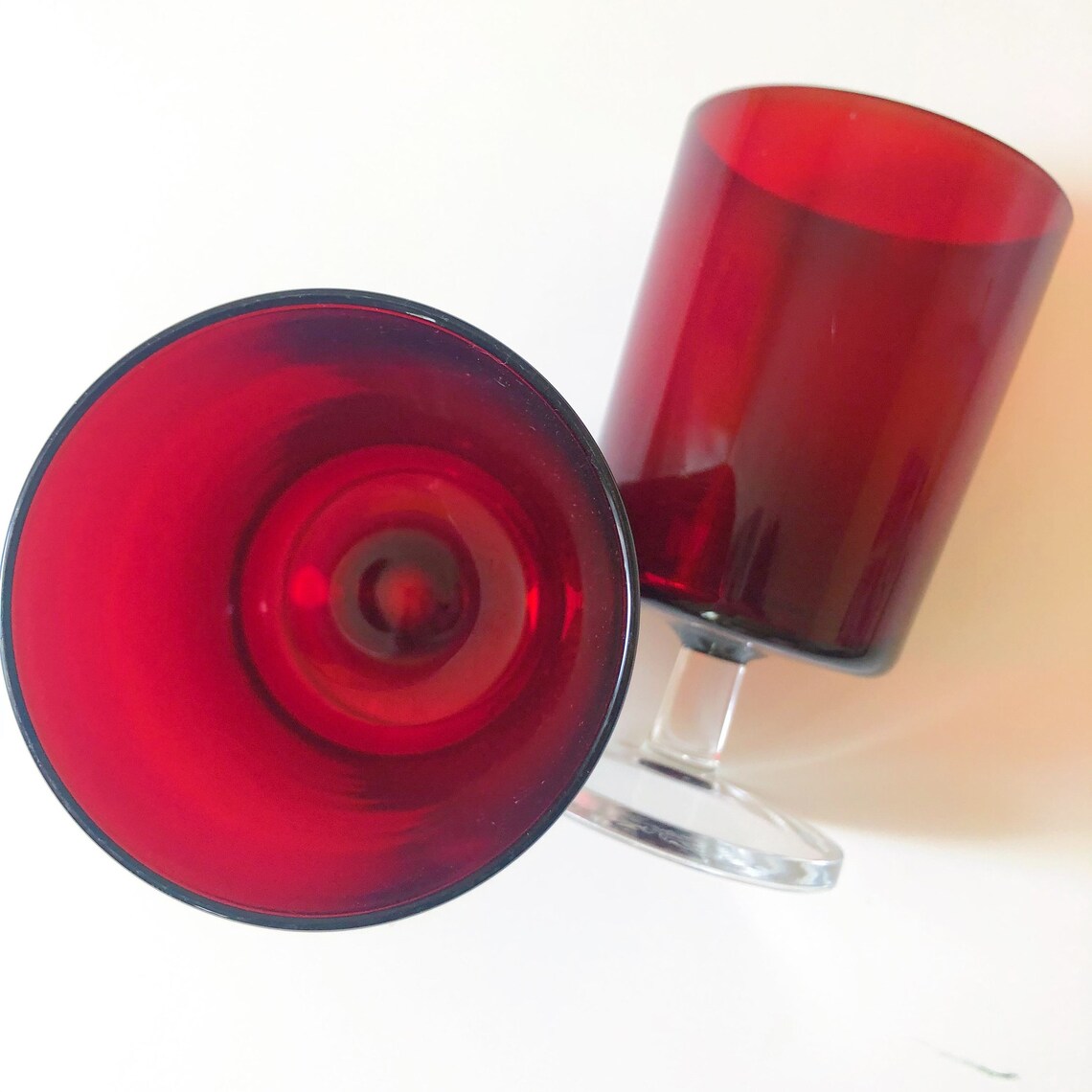 Vintage Red Cocktail Glasses/Red Glassware/Vintage Modern Wine Etsy