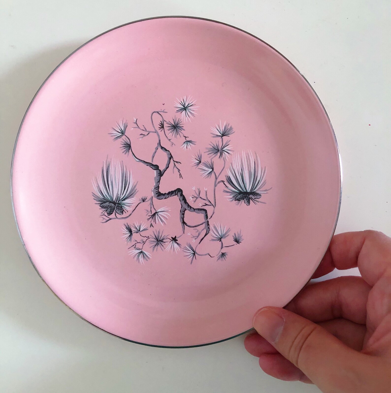 Vintage Pink Dessert Plates/Pink Floral Vintage Bread Etsy