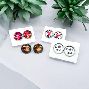 your picture on our earrings, logo, advertising, painted picture, photo, promotional item, personalized, company advertising, unique, self-designed