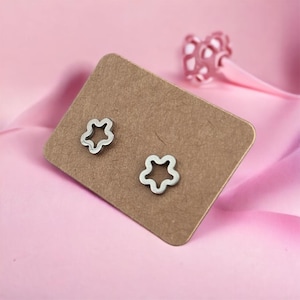 Flowers, meadow, plant, blossom, for girls, silver-colored, stainless steel, suitable for allergy sufferers, gift, earrings, studs, ear studs