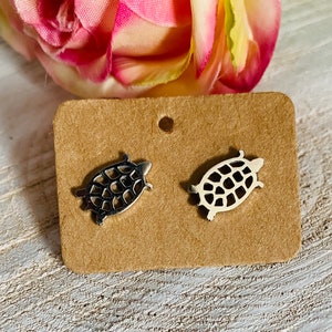 turtle, earrings, stainless steel, suitable for allergy sufferers, animal, silver, natural, plug, sea deep sea, sea creatures, shields,