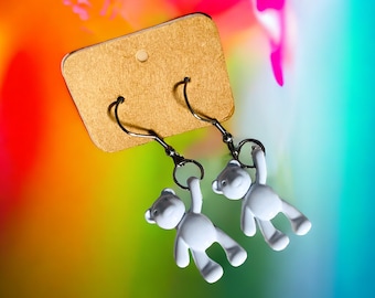 Hanger, earrings, funny, teddy, bear, children, Brumm bear, teddy bear, brown bear, polar bear, cuddly toy, white, metal, stainless steel, hanging,