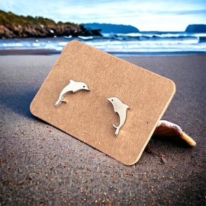 Dolphin, maritime, sea, lake, water, fish, pinball, silver, stainless steel, suitable for allergy sufferers, gift, earrings, plugs, ear studs