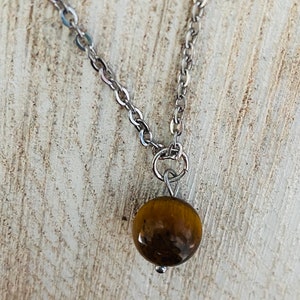 Necklace "brown tiger's eye", gemstone, birthstone, healing stone, pearl, sphere, yoga, chakra
