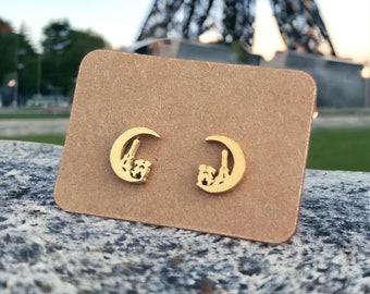 Eiffel Tower Paris Love Darling Cupid Romance Gold Stainless Steel Hypoallergenic Gift Earrings Studs Stud Earrings