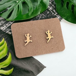 Gecko, lizard, amphibian, animal, tropical, lizard, rose gold, stainless steel, suitable for allergy sufferers, gift, earrings, studs, ear studs