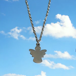 Engel, hemel, vleugels, ketting met hanger, Moederdag, verjaardag, zilver, roestvrij staal, korte ketting, hemel, vliegen, bescherming, hemelse boodschapper