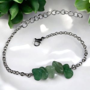 Bracelet &quot;Liara&quot; with aventurine, stainless steel, gemstone, natural stone, adjustable, extension, healing stone, chakra, spiritual, yoga, green