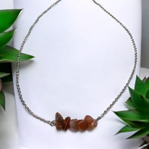 Necklace &quot;Liara&quot; with carnelian, stainless steel, gemstone, natural stone, adjustable, extension, healing stone, chakra, spiritual, yoga, adjustable