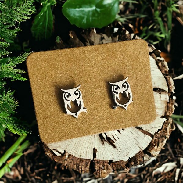 Owl, eagle owl, animal, forest, owl, bird, night owl, night, stainless steel, suitable for allergy sufferers, gift, earrings, plugs, stud earrings