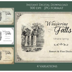 Vintage-Style Digital Instant Download Printable Country Primitive Transfer JPG Image Tags Restaurant Dining Advertisement
