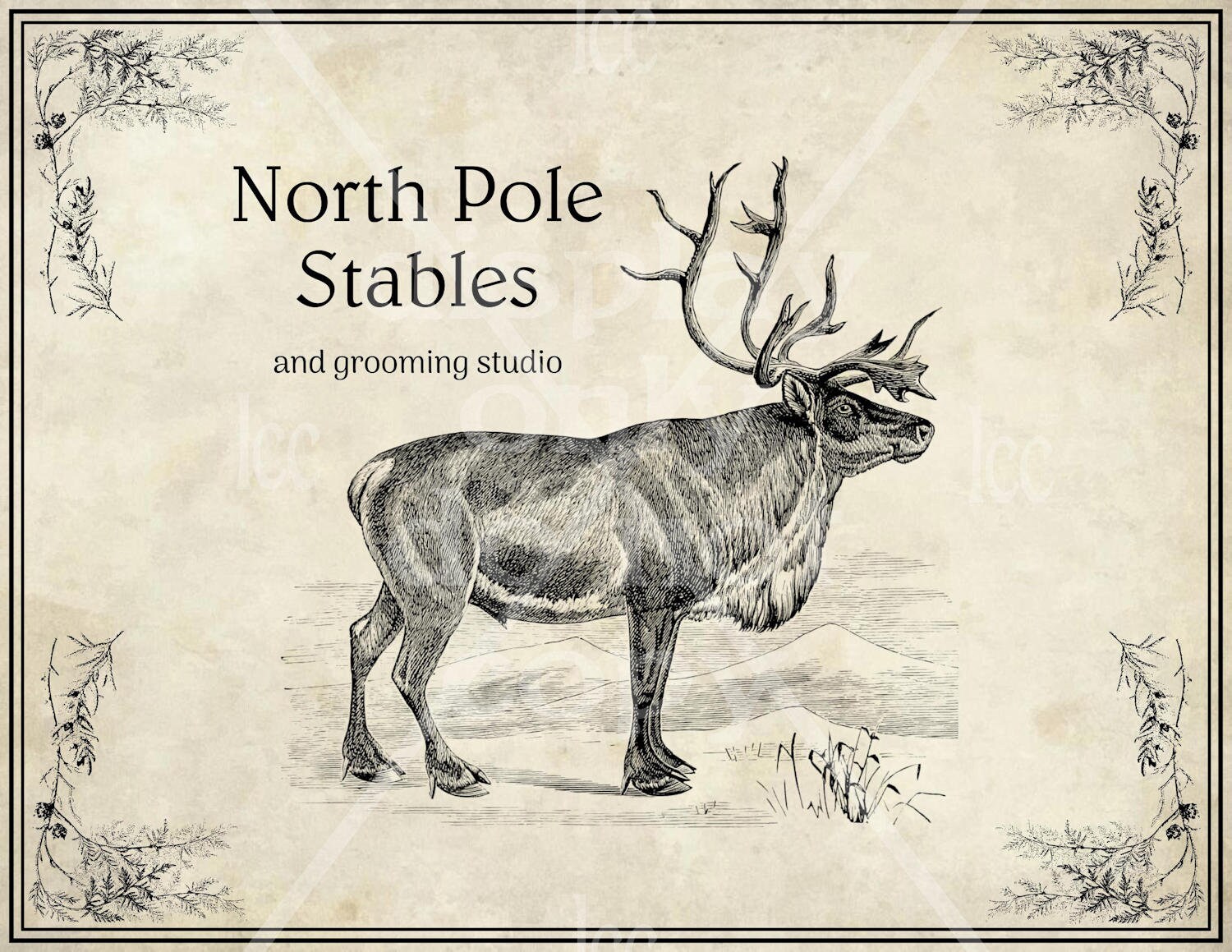 North Pole Reindeer Stables Digital Download Printable Sign Country ...
