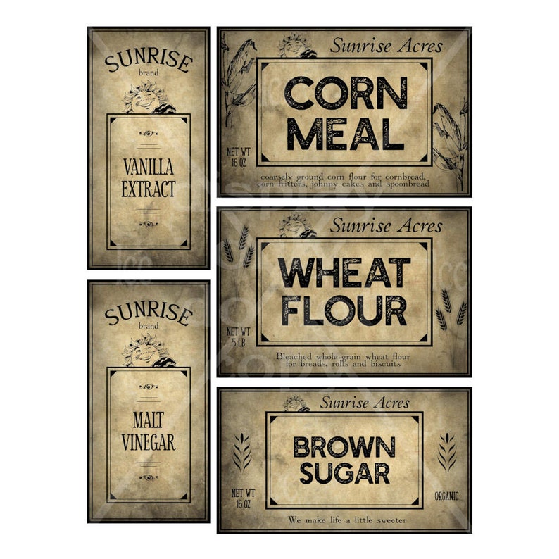 pantry labels digital instant download printable tags flour etsy