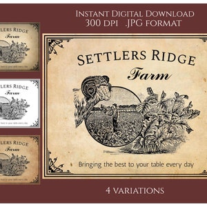 Farmhouse Digital Instant Download para impressão País Primitivo Transferência JPG Etiquetas de imagem Etiqueta Sheep Farm Market