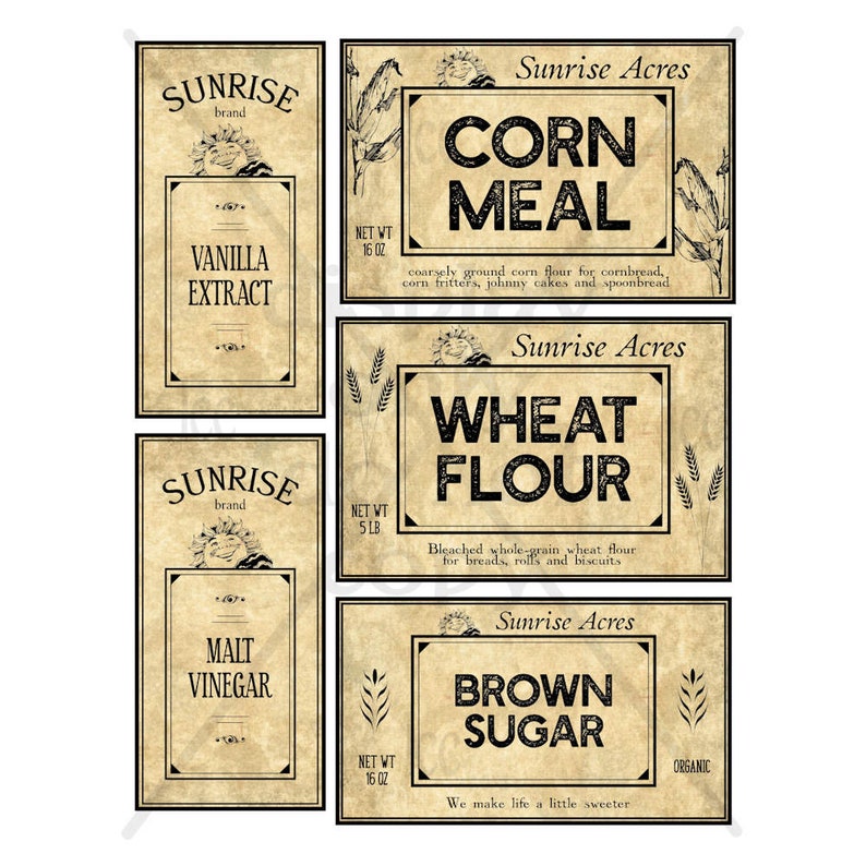 pantry labels digital instant download printable tags flour etsy