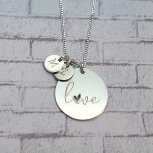 Personalized Disk Necklace with small tags / Love Jewelry / Disk Necklace / Mother Necklace / Grandmother Necklace / Mom Necklace