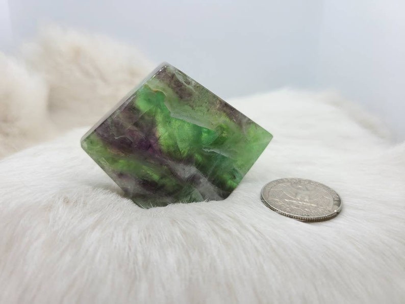 Banded Fluorite Slab Green and Purple Fluorite Polished Fluorite Slab High Polished Fluorite Fluorite Specimen image 1