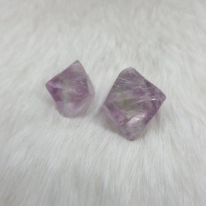 Natural Fluorite Crystals | Lot of 2 Purple and Green Banded Fluorite Octahedron Crystals | Green and Purple Banded Rainbow Fluorite |