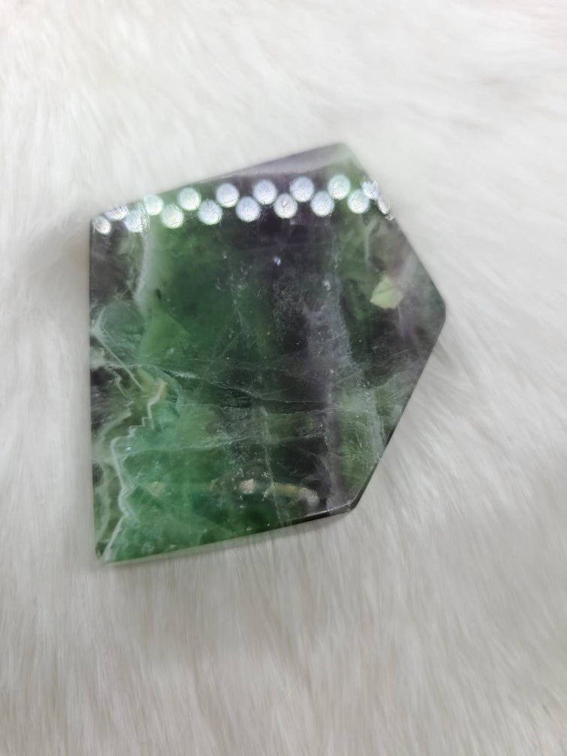 Banded Fluorite Slab Green and Purple Fluorite Polished Fluorite Slab High Polished Fluorite Fluorite Specimen image 5